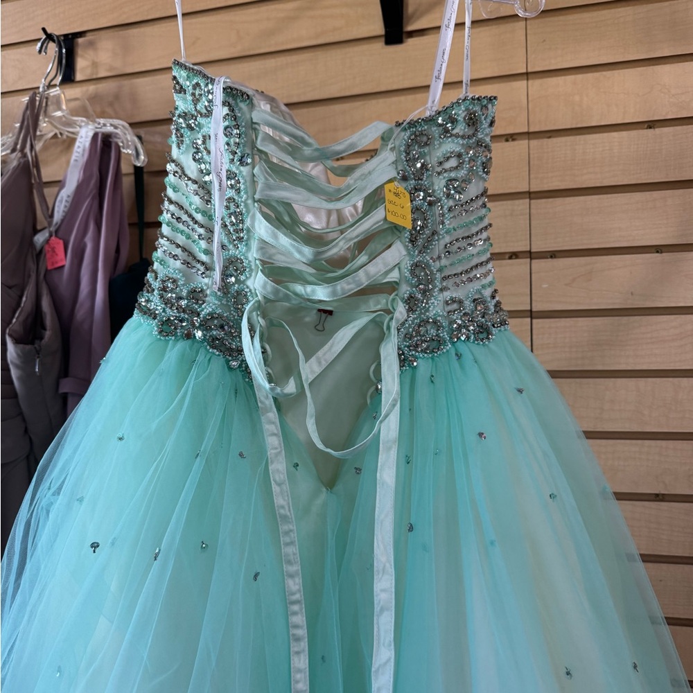Fiesta Beaded Aqua Blue Prom Dress - Picture 4 of 4